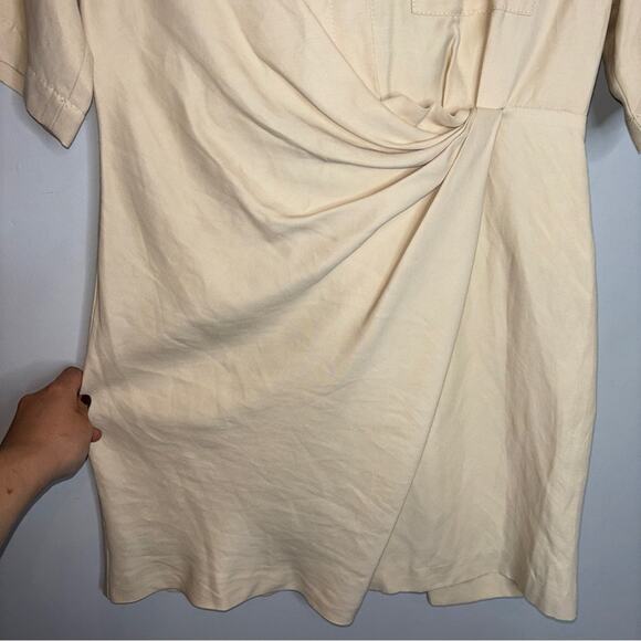 Sandro Elba Draped Twill Linen Mini Dress - Picture 9 of 9